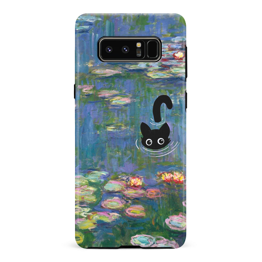 Samsung Galaxy Note 8 Black Cat In Water Lilies Phone Case