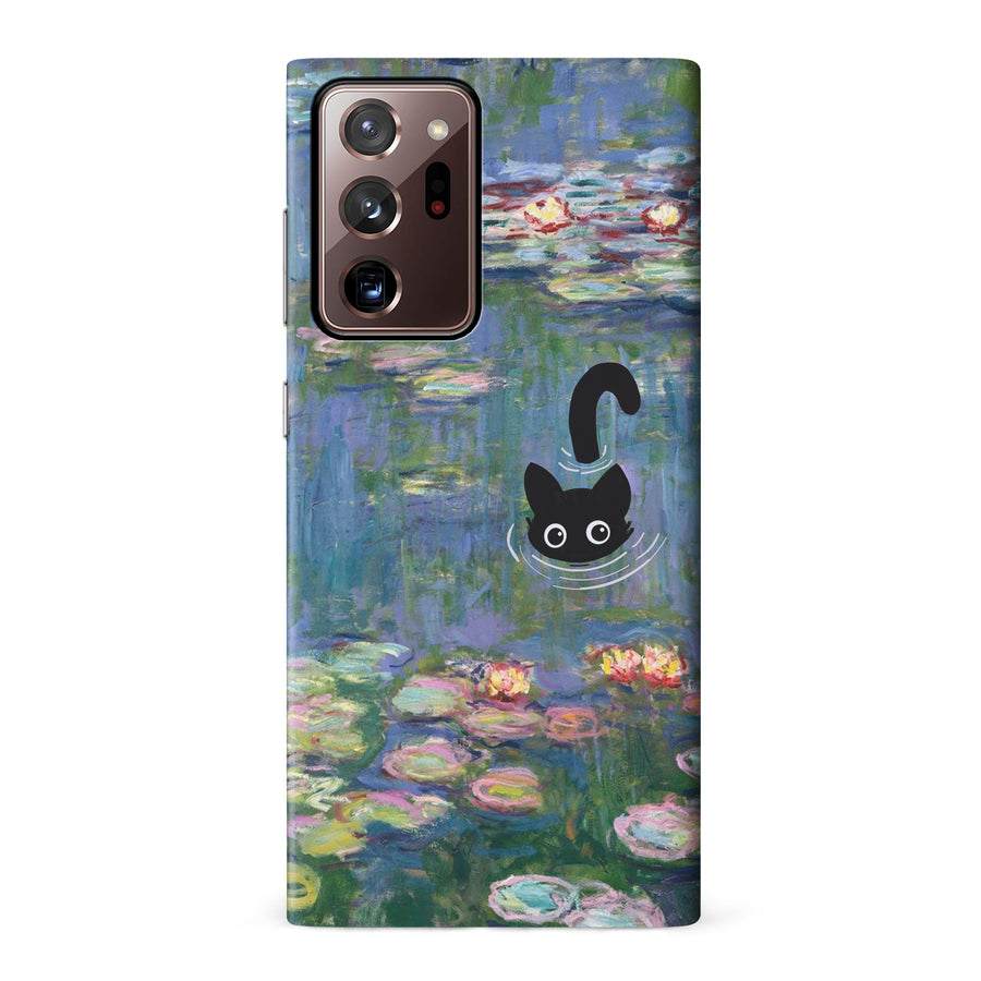 Samsung Galaxy Note 20 Ultra Black Cat In Water Lilies Phone Case