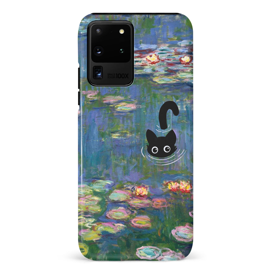 Samsung Galaxy S20 Ultra Black Cat In Water Lilies Phone Case