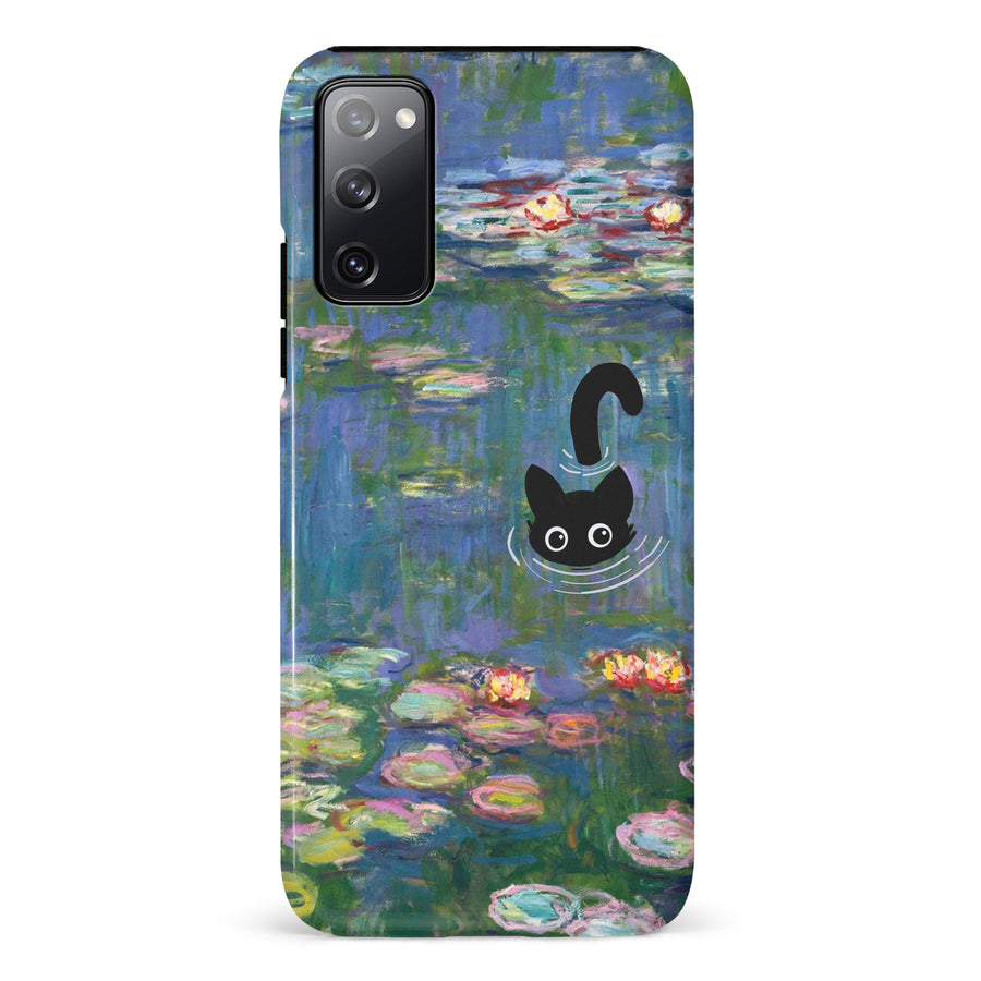 Samsung Galaxy S20 FE Black Cat In Water Lilies Phone Case