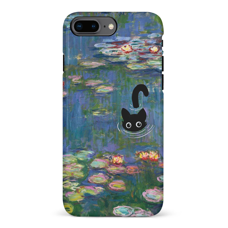 iPhone 8 Plus Black Cat In Water Lilies Phone Case