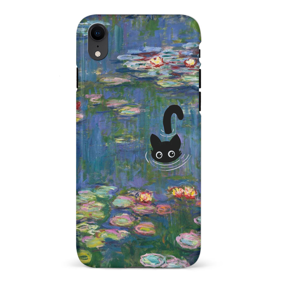 iPhone XR Black Cat In Water Lilies Phone Case