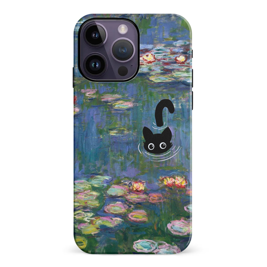 iPhone 14 Pro Max Black Cat In Water Lilies Phone Case