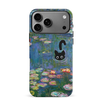 iPhone 17 Pro Max Black Cat In Water Lilies Phone Case