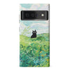 Google Pixel 6 Pro Black Cat In Green Wheat Fields Phone Case