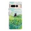 Google Pixel 7 Pro Black Cat In Green Wheat Fields Phone Case