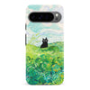 Google Pixel 9 Pro Black Cat In Green Wheat Fields Phone Case