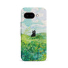 Black Cat In Green Wheat Fields Phone Case