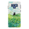 Samsung Galaxy Note 9 Black Cat In Green Wheat Fields Phone Case