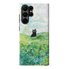 Samsung Galaxy S23 Ultra Black Cat In Green Wheat Fields Phone Case