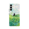Black Cat In Green Wheat Fields Phone Case