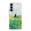 Black Cat In Green Wheat Fields Phone Case