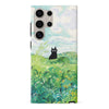 Black Cat In Green Wheat Fields Phone Case