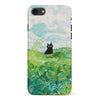 iPhone 7/8/SE Black Cat In Green Wheat Fields Phone Case