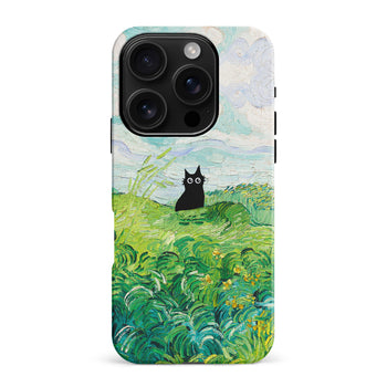 iPhone 16 Pro Max Black Cat In Green Wheat Fields Phone Case