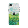 Black Cat In Green Wheat Fields Phone Case