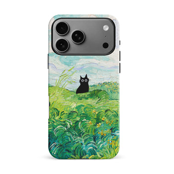 iPhone 17 Pro Max Black Cat In Green Wheat Fields Phone Case