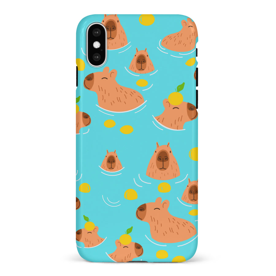 iPhone X/XS Swimming Capybaras Phone Case
