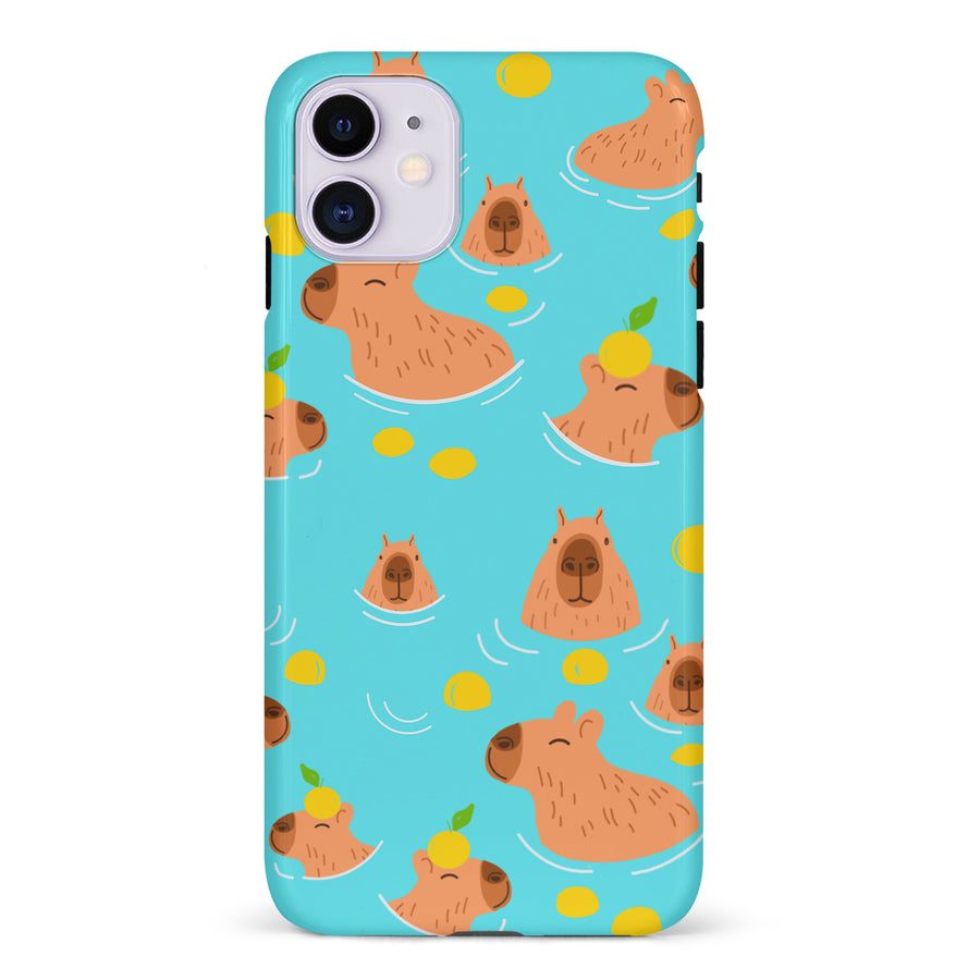 iPhone 11 Swimming Capybaras Phone Case