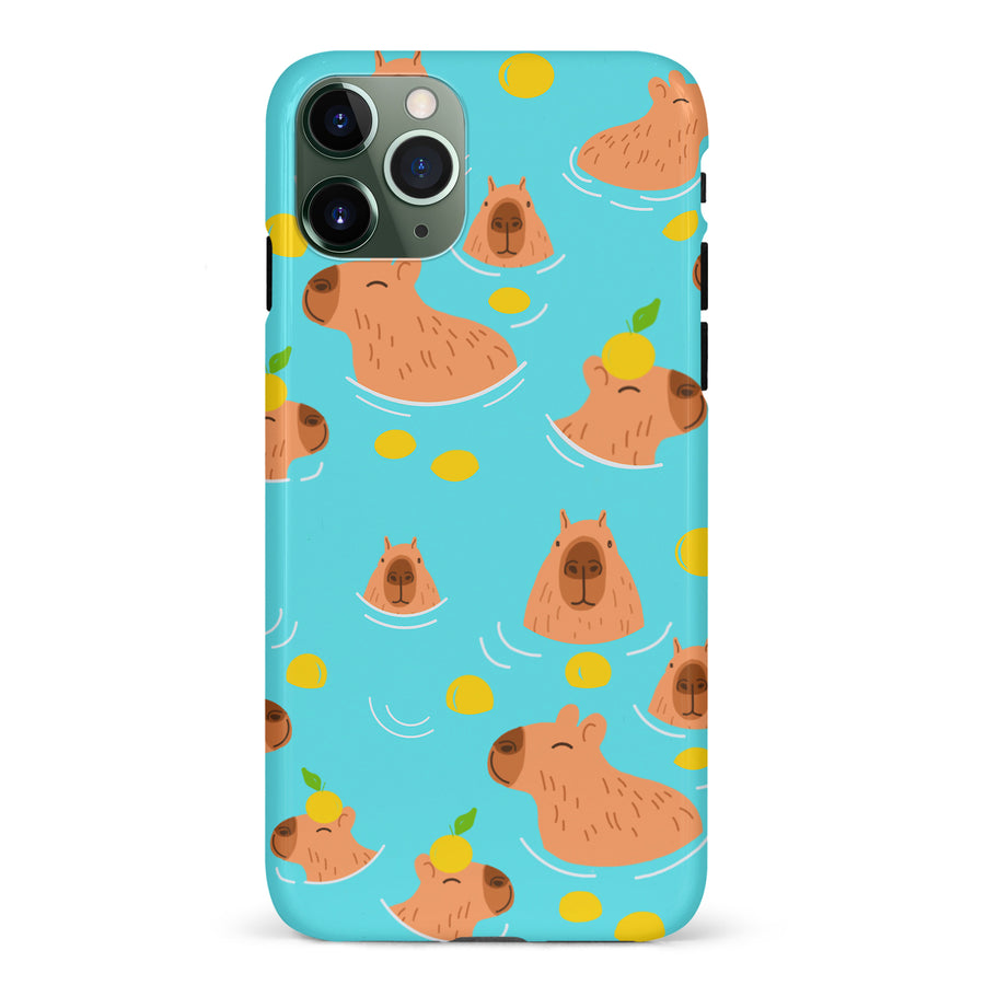 iPhone 11 Pro Swimming Capybaras Phone Case