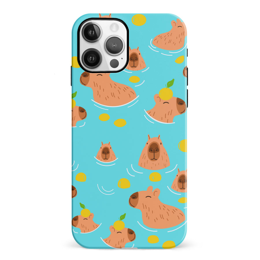iPhone 12 Swimming Capybaras Phone Case