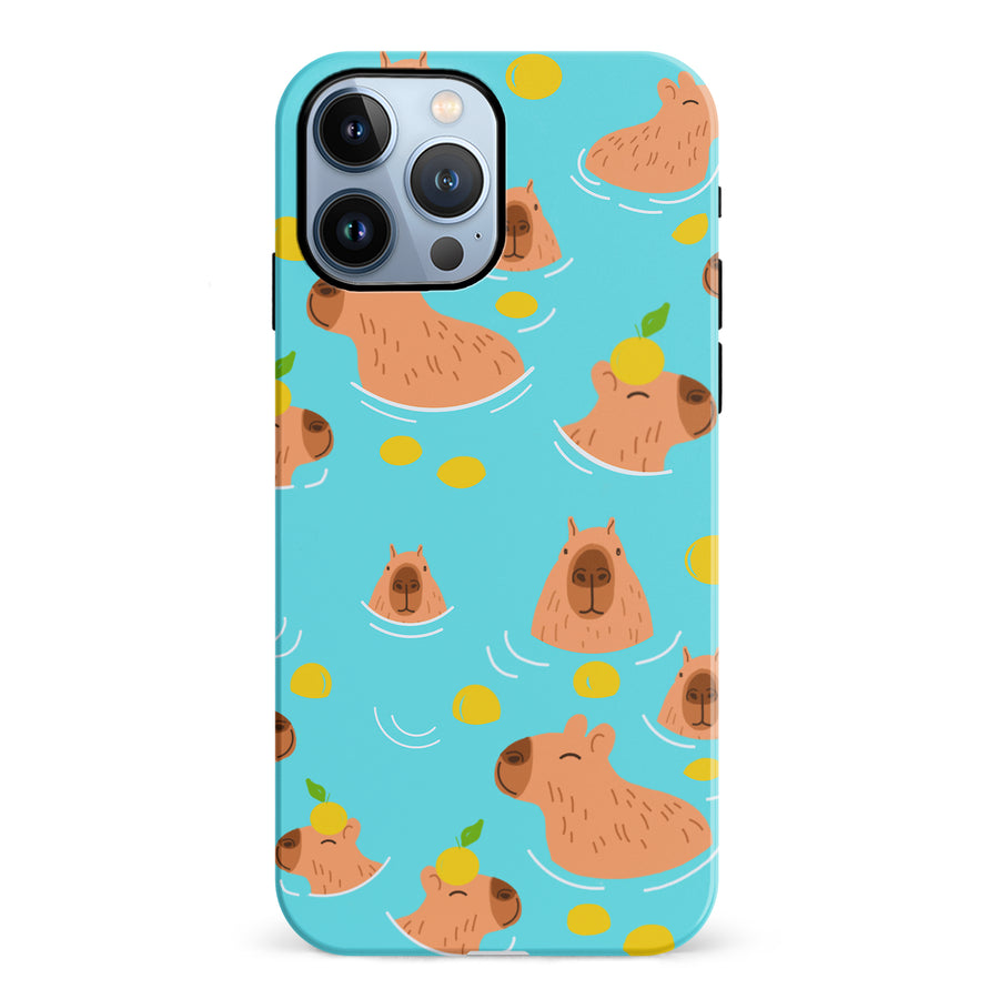 iPhone 12 Pro Swimming Capybaras Phone Case