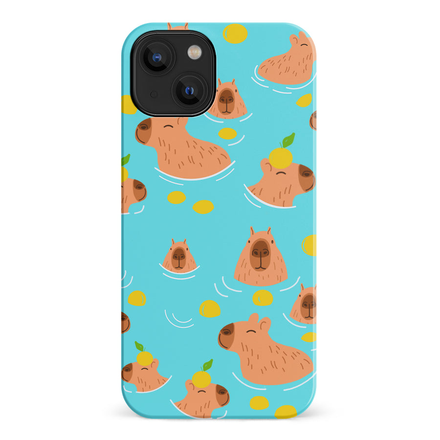 iPhone 14 Swimming Capybaras Phone Case
