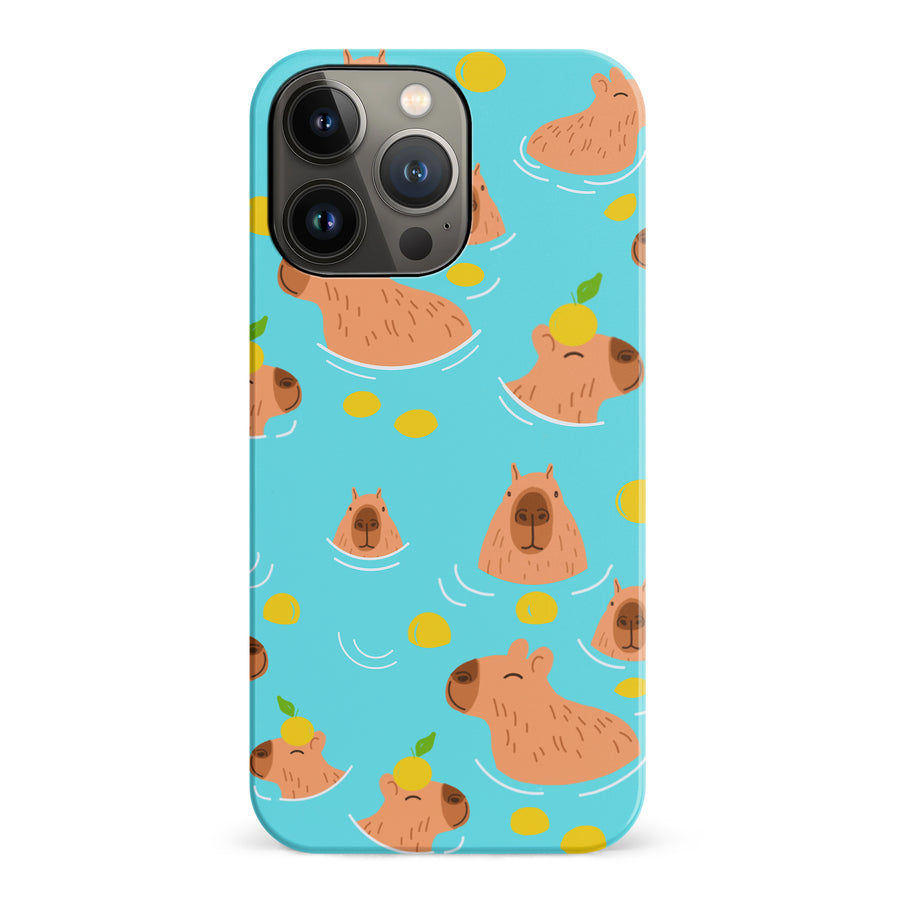 iPhone 14 Pro Swimming Capybaras Phone Case