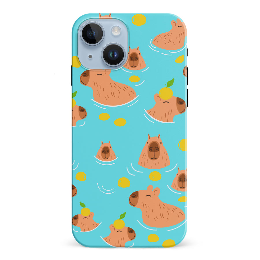 iPhone 15 Swimming Capybaras Phone Case