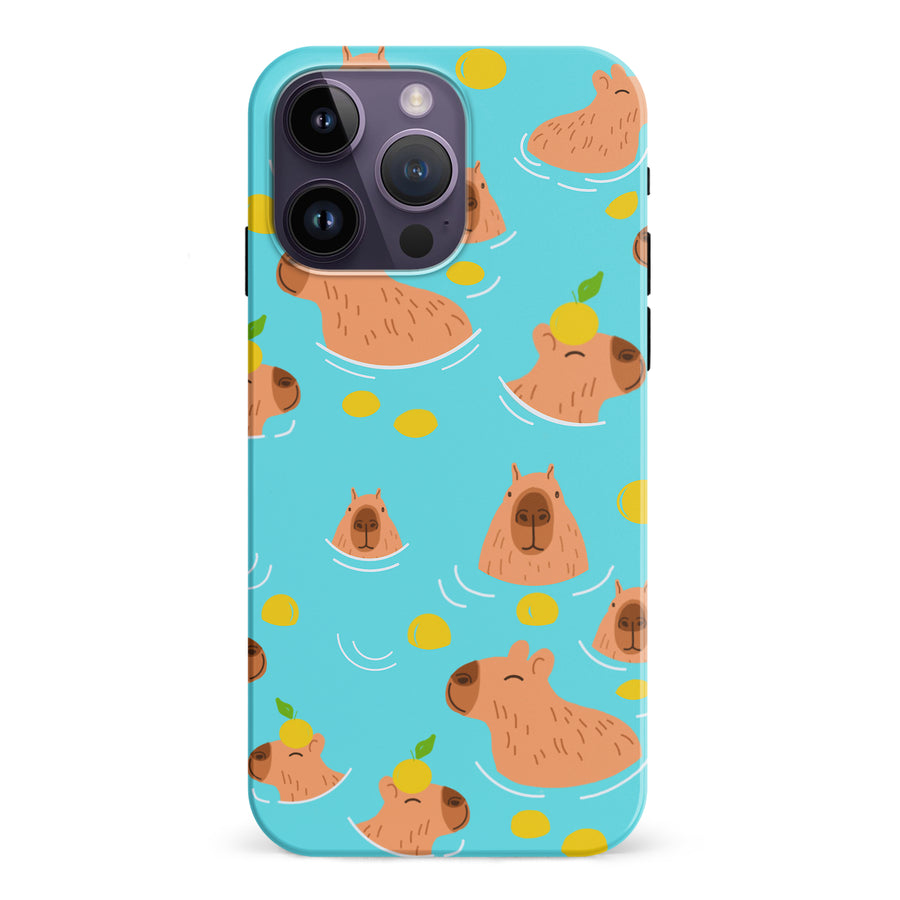 iPhone 15 Pro Swimming Capybaras Phone Case