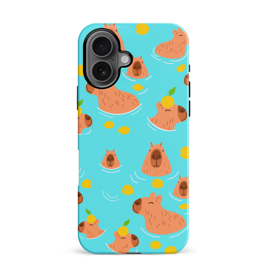 iPhone 16 Swimming Capybaras Phone Case