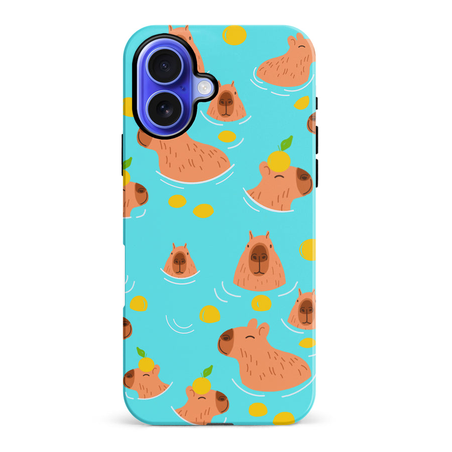 iPhone 16 Plus Swimming Capybaras Phone Case