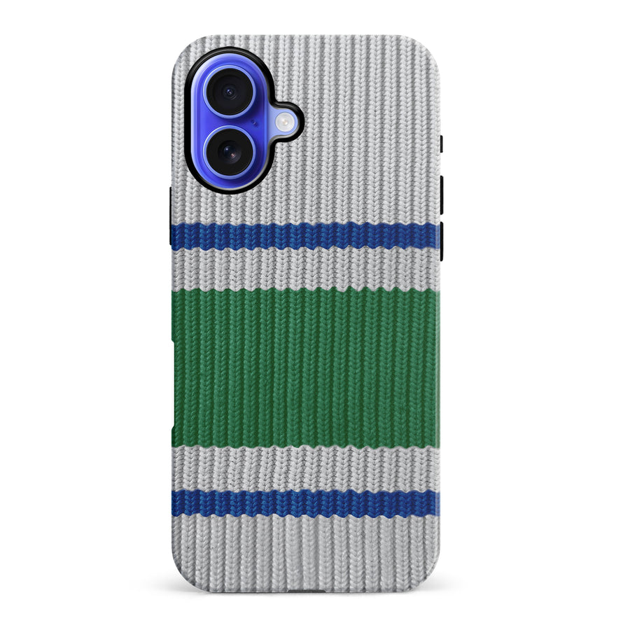 iPhone 16 Plus Hockey Sock Phone Case - Vancouver Canucks Away