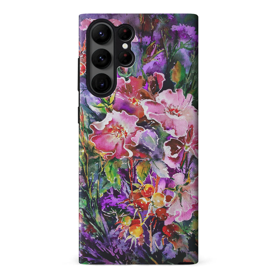 Samsung Galaxy S23 Ultra Garden Mosaic Painted Flowers Phone Case