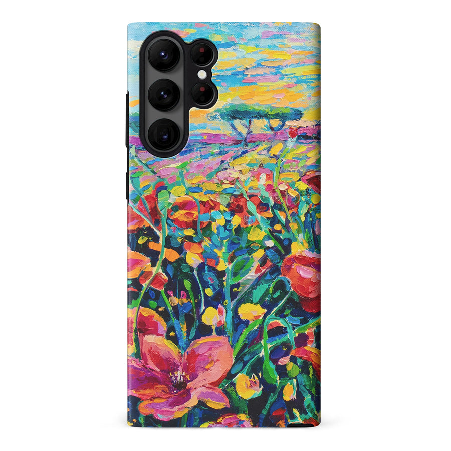 Samsung Galaxy S23 Ultra Gardenia Painted Flowers Phone Case