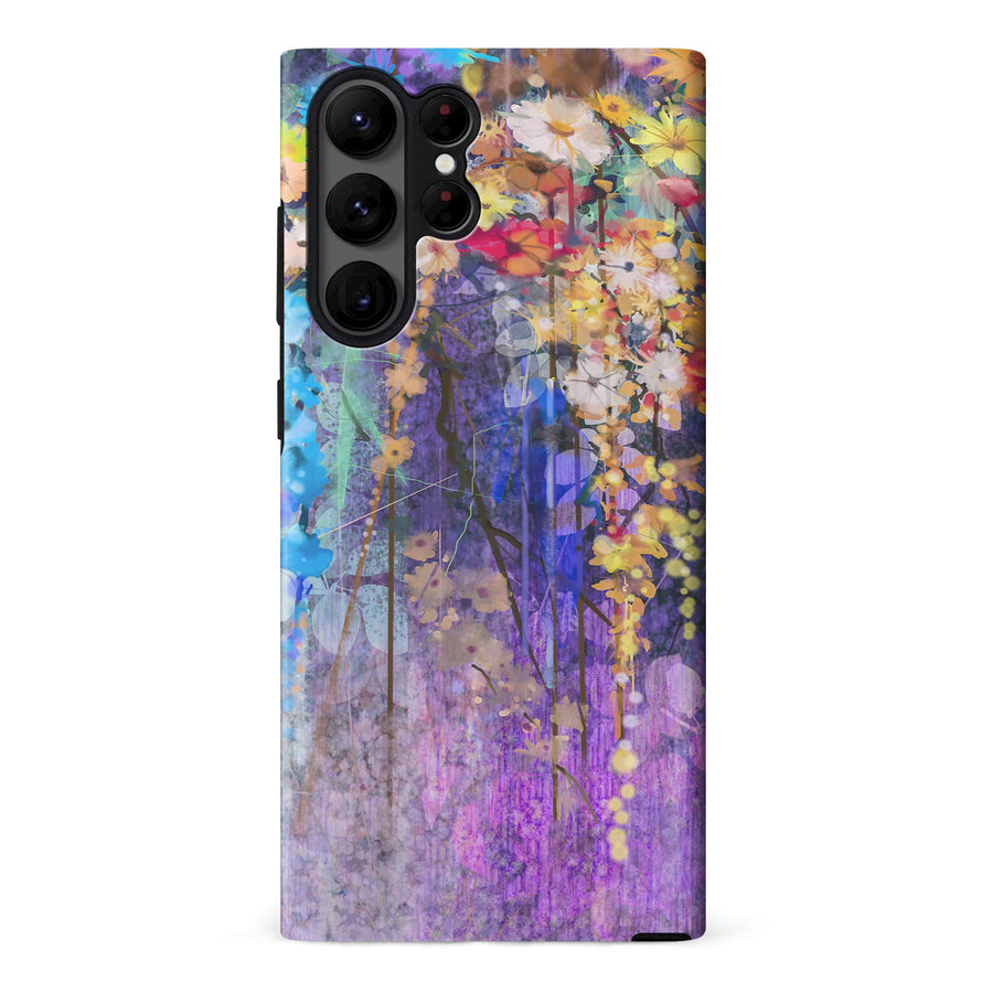 Samsung Galaxy S23 Ultra Watercolor Painted Flowers Phone Case