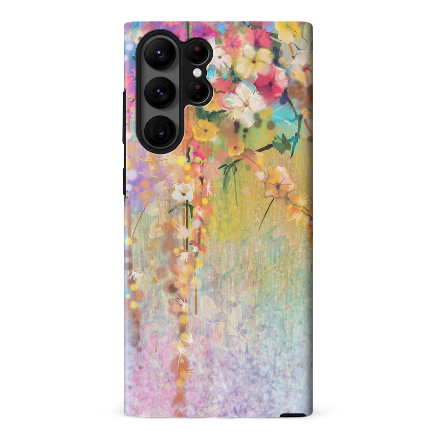 Samsung Galaxy S23 Ultra Midnight Bloom Painted Flowers Phone Case