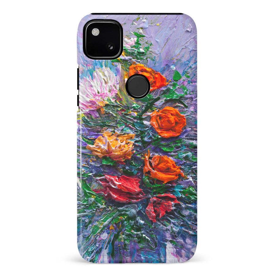 Google Pixel 4A Rhapsody Painted Flowers Phone Case