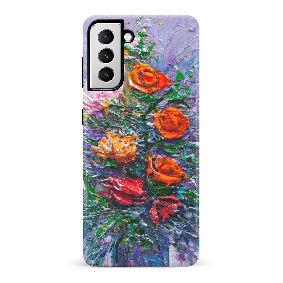 Samsung Galaxy S21 Rhapsody Painted Flowers Phone Case