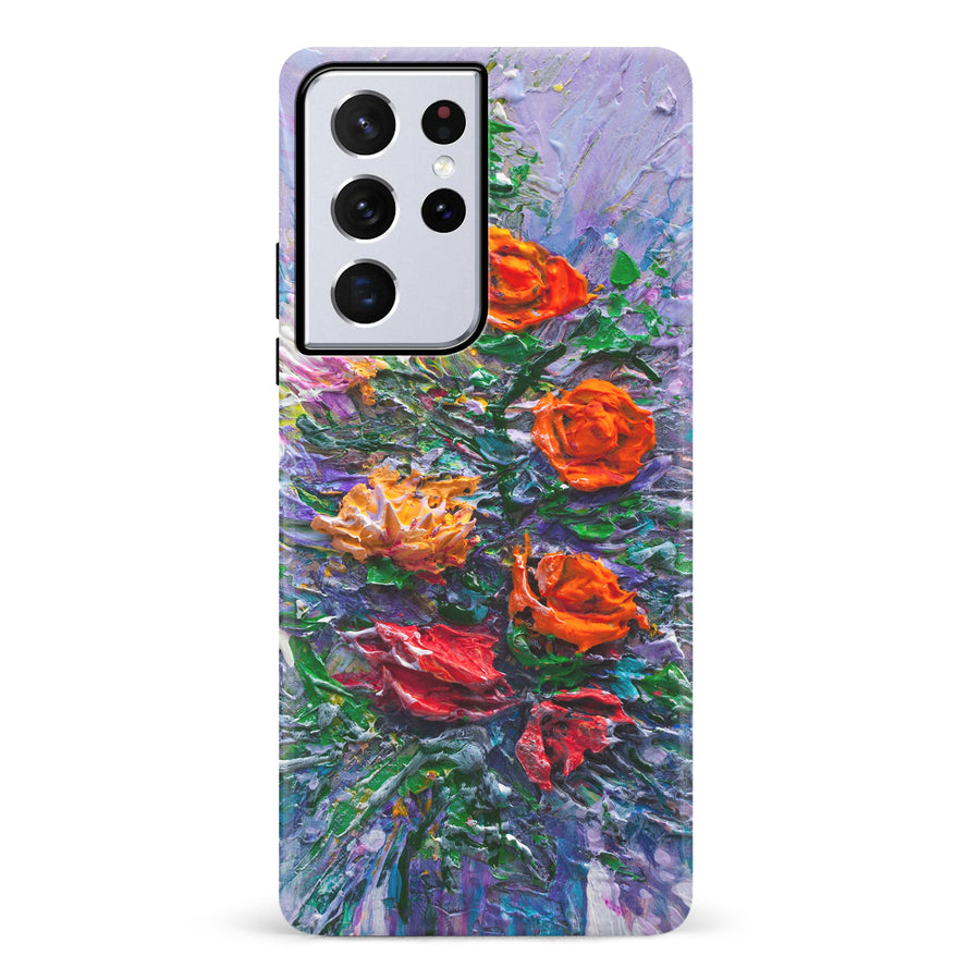 Samsung Galaxy S21 Ultra Rhapsody Painted Flowers Phone Case