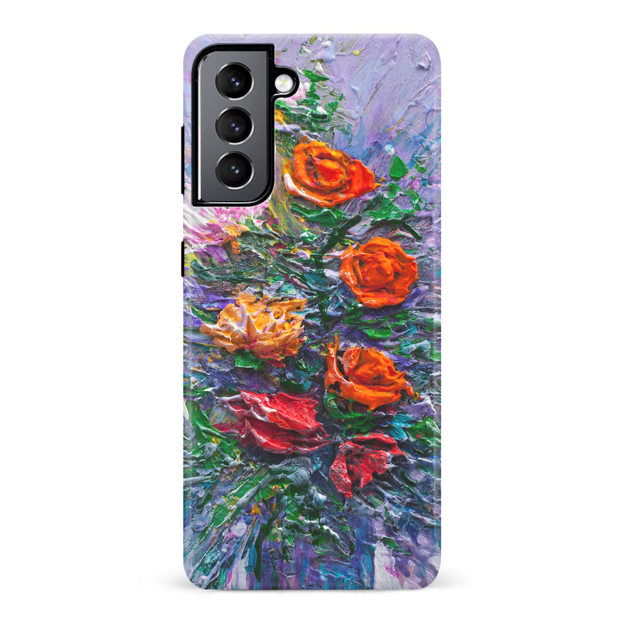 Samsung Galaxy S22 Rhapsody Painted Flowers Phone Case