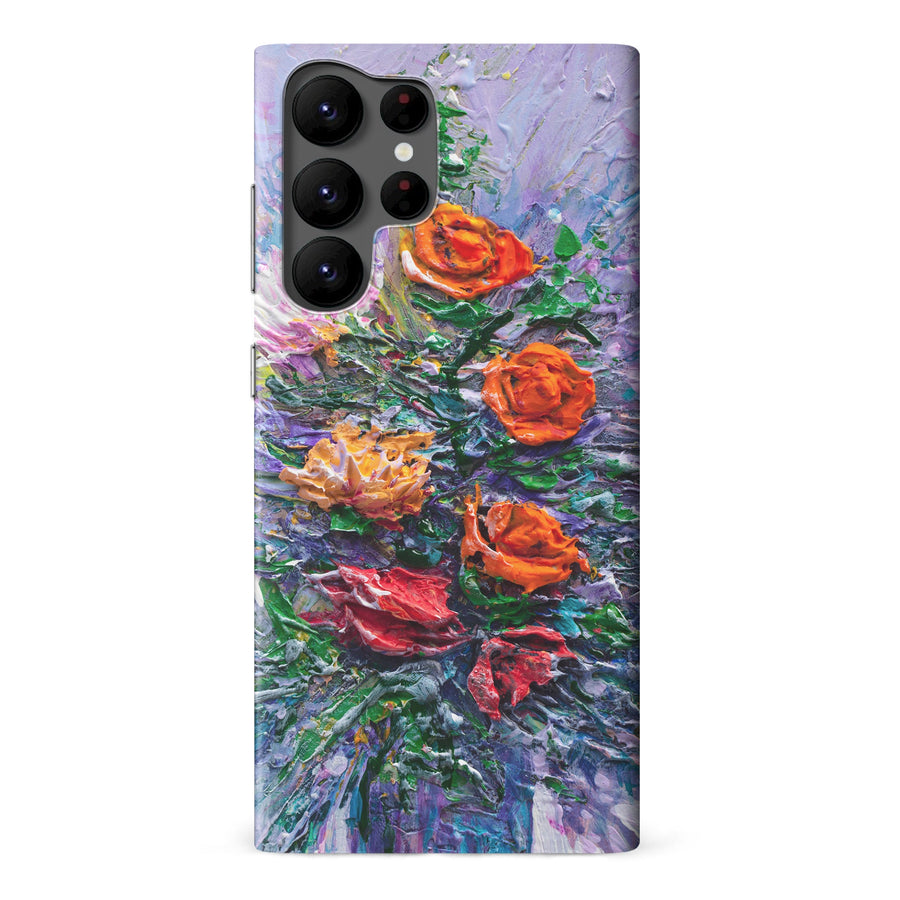 Samsung Galaxy S22 Ultra Rhapsody Painted Flowers Phone Case
