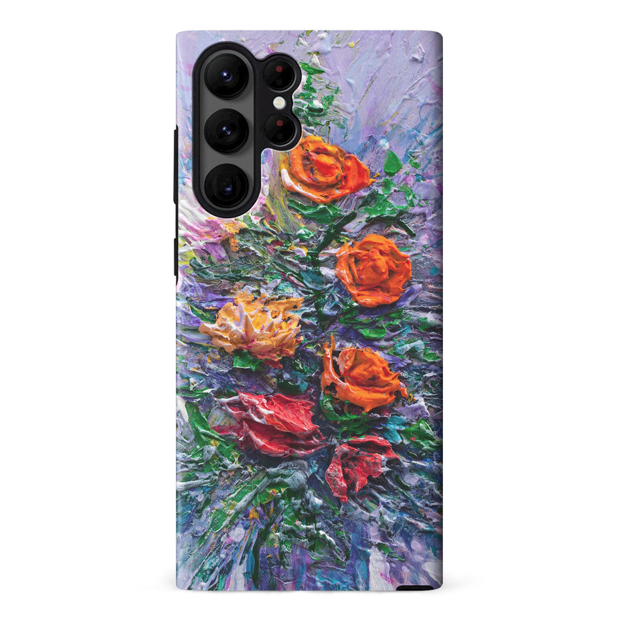 Samsung Galaxy S23 Ultra Rhapsody Painted Flowers Phone Case