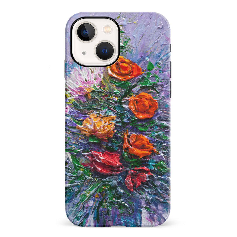 iPhone 13 Mini Rhapsody Painted Flowers Phone Case