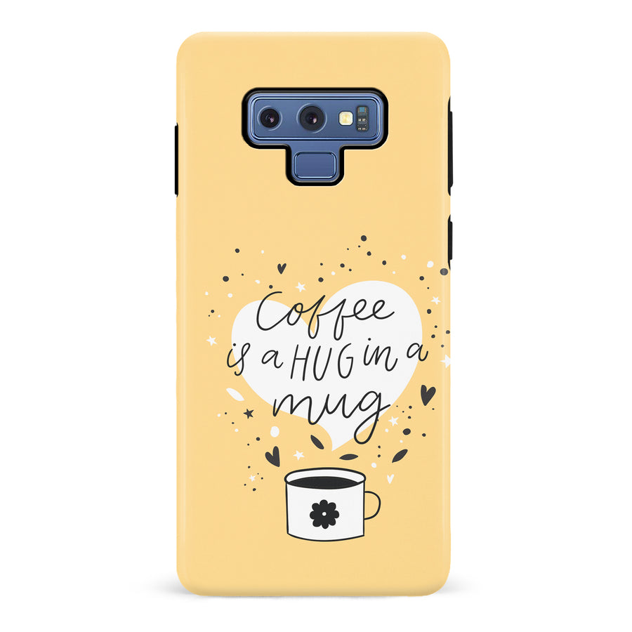 Samsung Galaxy Note 9 Coffee is a Hug in a Mug Phone Case in Yellow