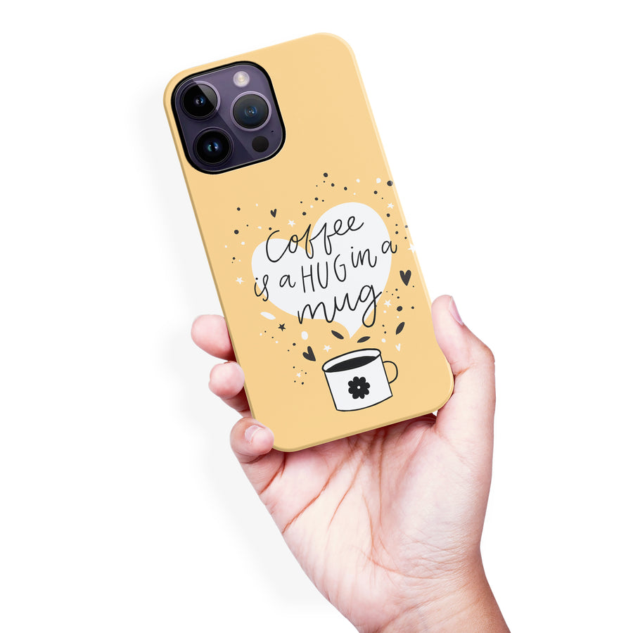 iPhone 14 Pro Max Coffee is a Hug in a Mug Phone Case in Yellow
