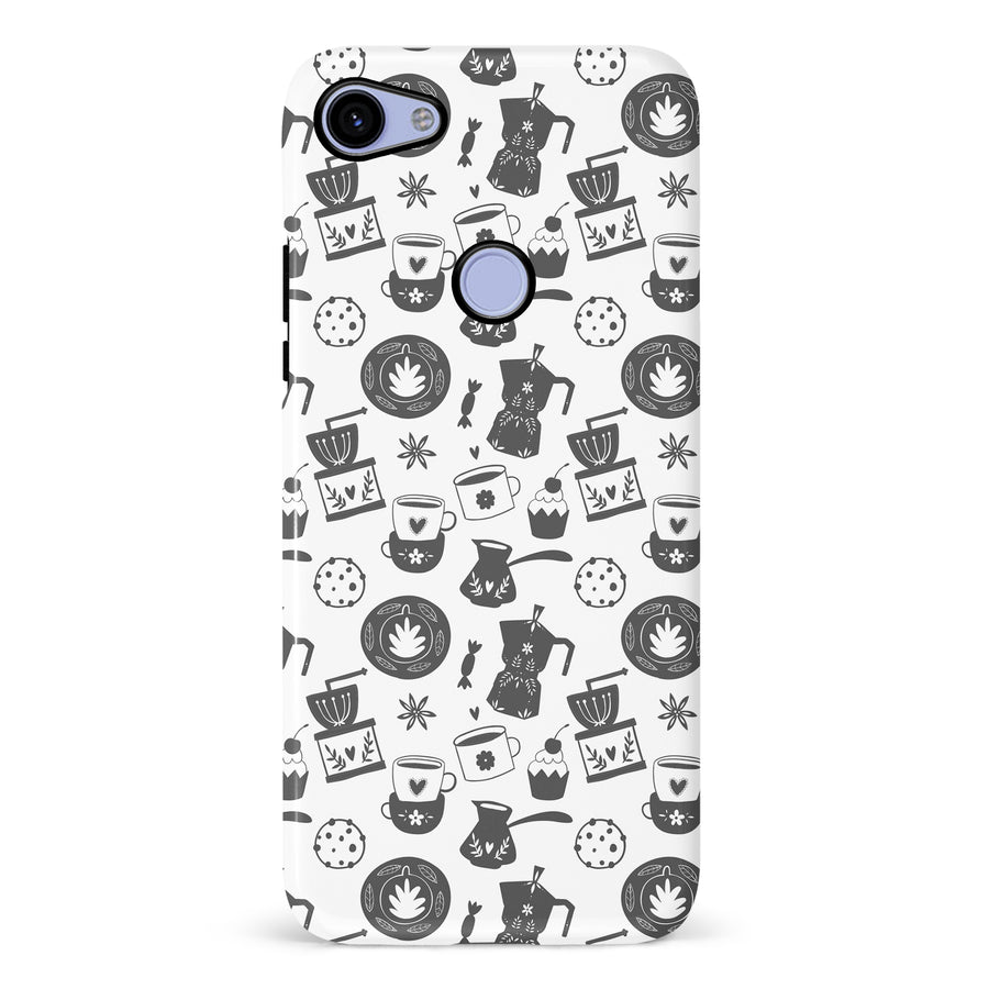 Google Pixel 3A XL Coffee Stuff Phone Case in Black/White