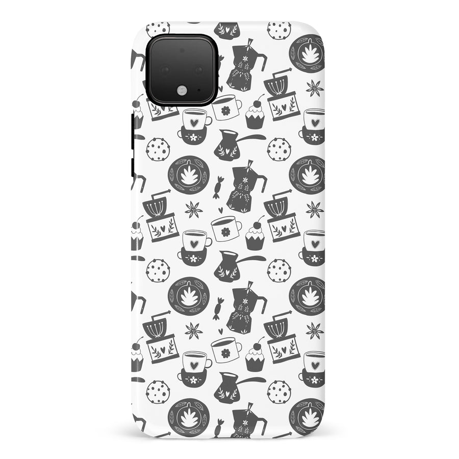 Google Pixel 4 Coffee Stuff Phone Case in Black/White