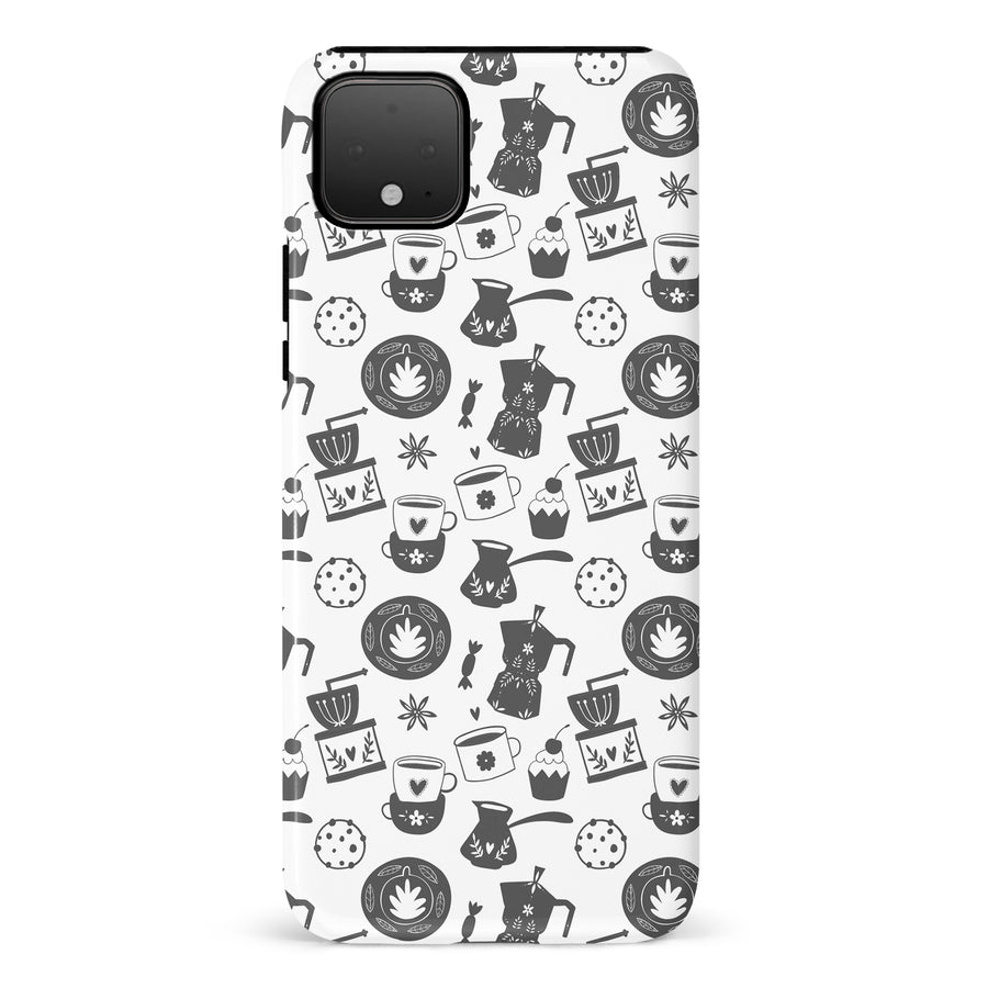 Google Pixel 4 XL Coffee Stuff Phone Case in Black/White