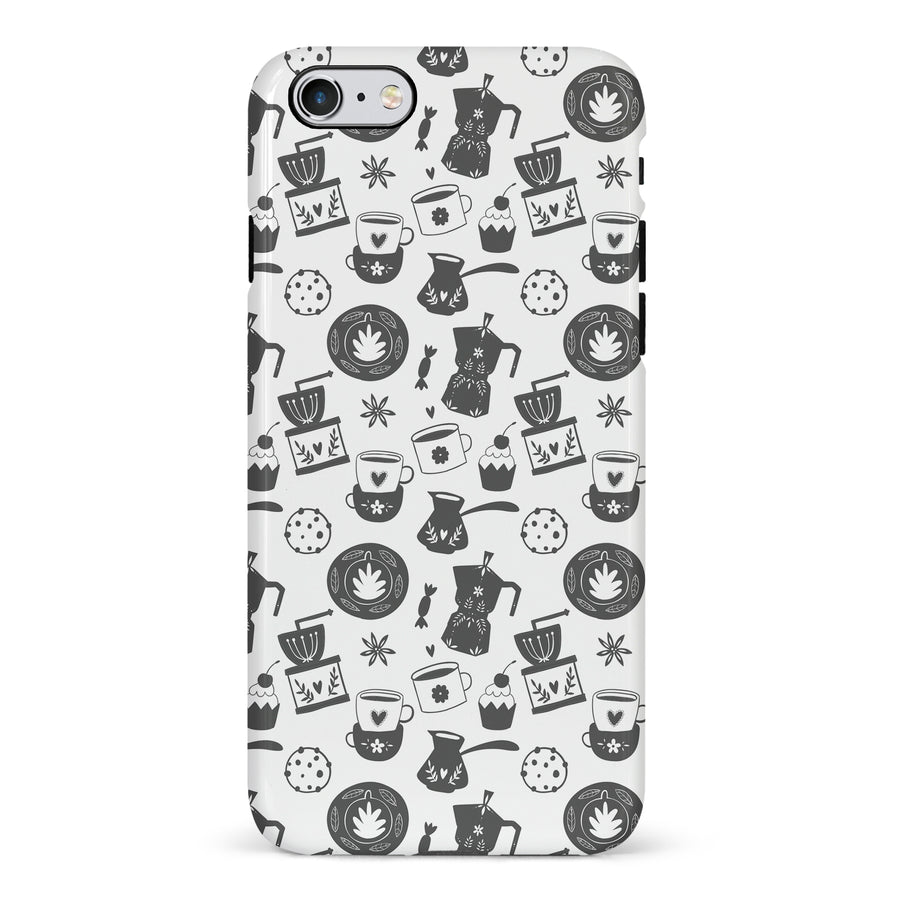 iPhone 6 Coffee Stuff Phone Case in Black/White